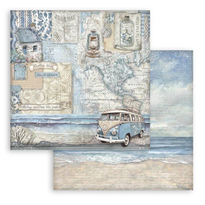 Papier scrapbooking, 30.5x30.5cm, Silent sea  - Stamperia - 10 feuilles