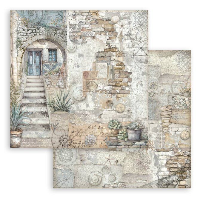 Papier scrapbooking, 30.5x30.5cm, Silent sea  - Stamperia - 10 feuilles