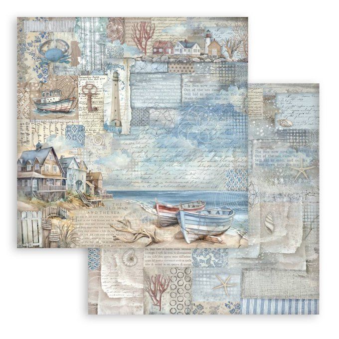 Papier scrapbooking, 30.5x30.5cm, Silent sea  - Stamperia - 10 feuilles