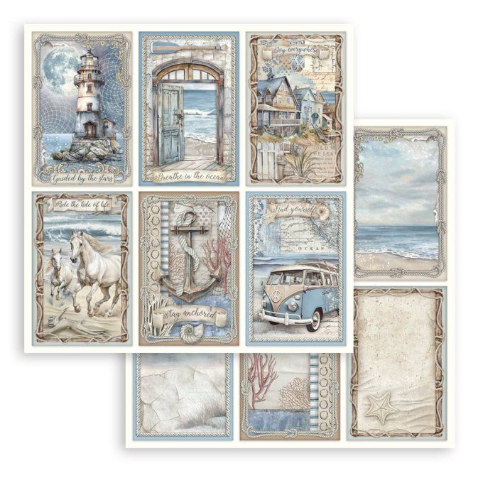 Papier scrapbooking, 30.5x30.5cm, Silent sea  - Stamperia - 10 feuilles