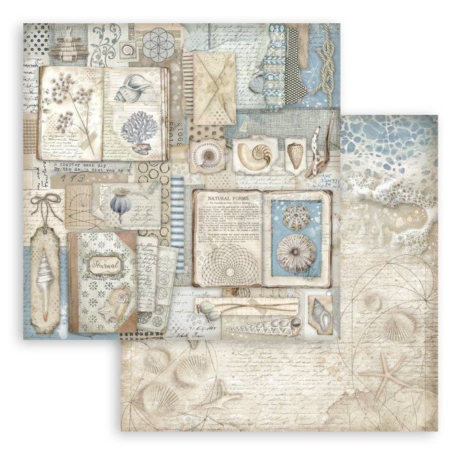 Papier scrapbooking, 30.5x30.5cm, Silent sea  - Stamperia - 10 feuilles