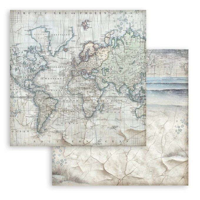 Papier scrapbooking, 30.5x30.5cm, Silent sea  - Stamperia - 10 feuilles - Background