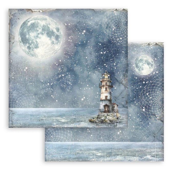 Papier scrapbooking, 30.5x30.5cm, Silent sea  - Stamperia - 10 feuilles - Background