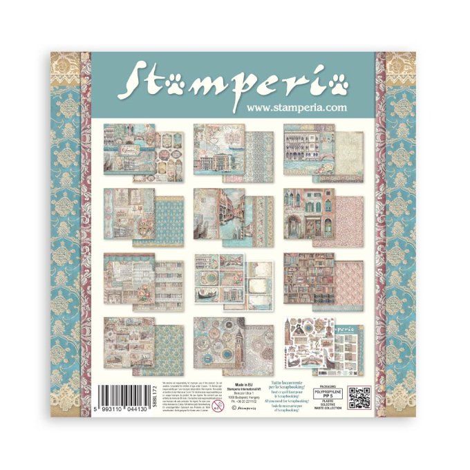Papier scrapbooking, 30.5x30.5cm, Venice city of art  - Stamperia - 10 feuilles 