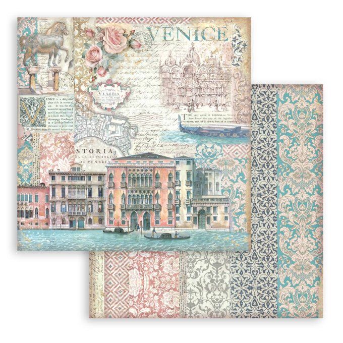 Papier scrapbooking, 30.5x30.5cm, Venice city of art  - Stamperia - 10 feuilles 