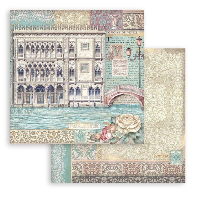 Papier scrapbooking, 30.5x30.5cm, Venice city of art  - Stamperia - 10 feuilles 