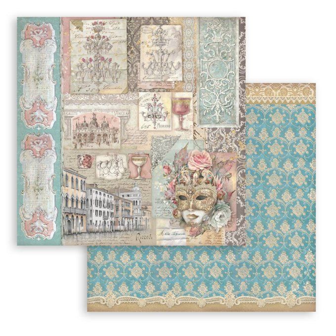 Papier scrapbooking, 30.5x30.5cm, Venice city of art  - Stamperia - 10 feuilles 