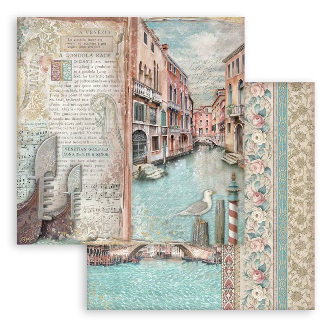 Papier scrapbooking, 30.5x30.5cm, Venice city of art  - Stamperia - 10 feuilles 