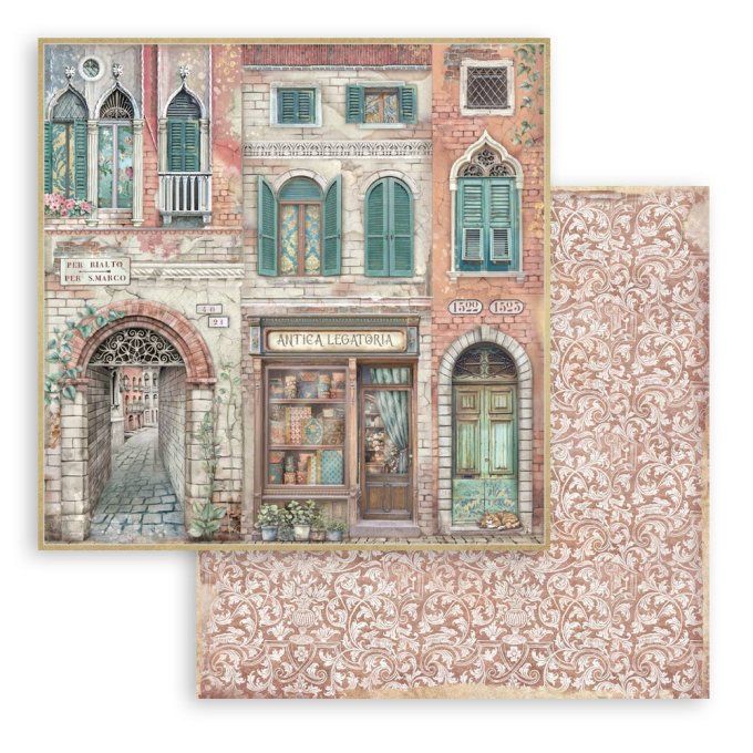Papier scrapbooking, 30.5x30.5cm, Venice city of art  - Stamperia - 10 feuilles 