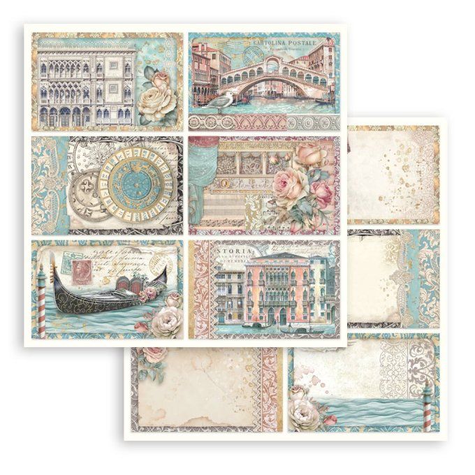 Papier scrapbooking, 30.5x30.5cm, Venice city of art  - Stamperia - 10 feuilles 