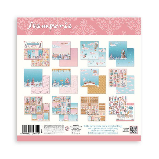 Papier scrapbooking, 30.5x30.5cm, Candy christmas  - Stamperia - 10 feuilles