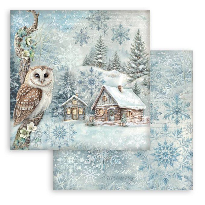 Papier scrapbooking, 30.5x30.5cm, The Owl's house - Stamperia - 10 feuilles