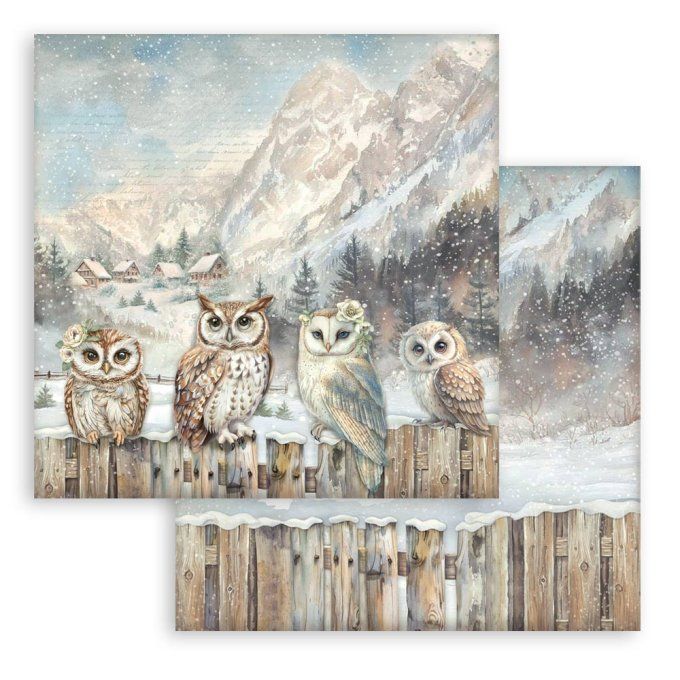 Papier scrapbooking, 30.5x30.5cm, The Owl's house - Stamperia - 10 feuilles
