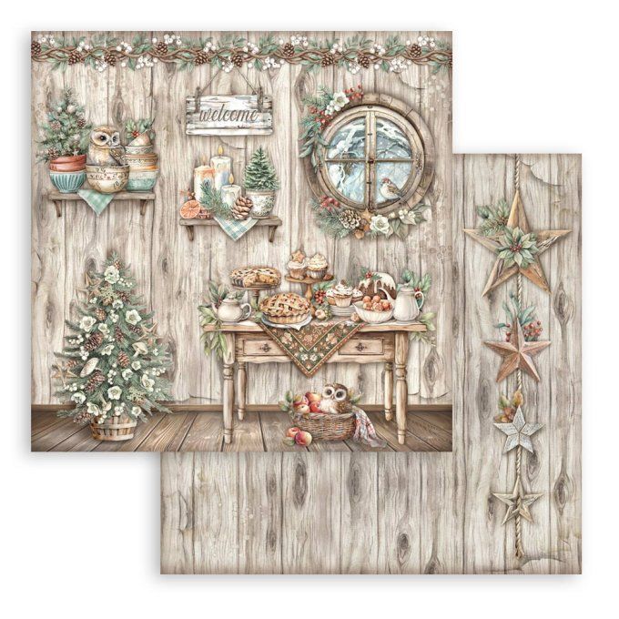 Papier scrapbooking, 30.5x30.5cm, The Owl's house - Stamperia - 10 feuilles