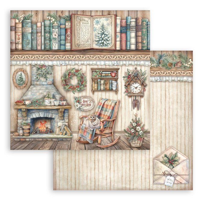 Papier scrapbooking, 30.5x30.5cm, The Owl's house - Stamperia - 10 feuilles