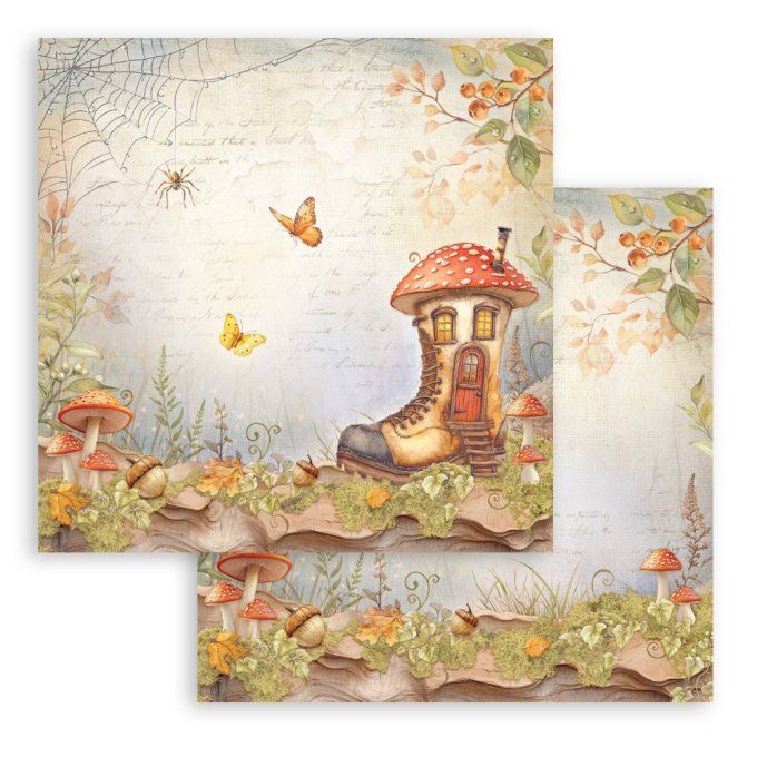 Papier scrapbooking, 30.5x30.5cm, Whispering woods  - Stamperia - 10 feuilles
