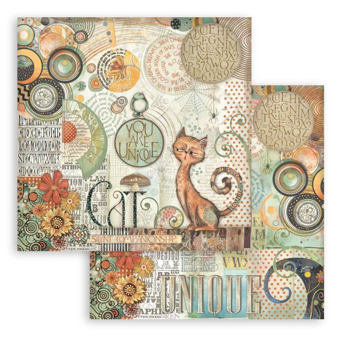 Papier scrapbooking, 30.5x30.5cm, Furry friends  - Stamperia - 10 feuilles