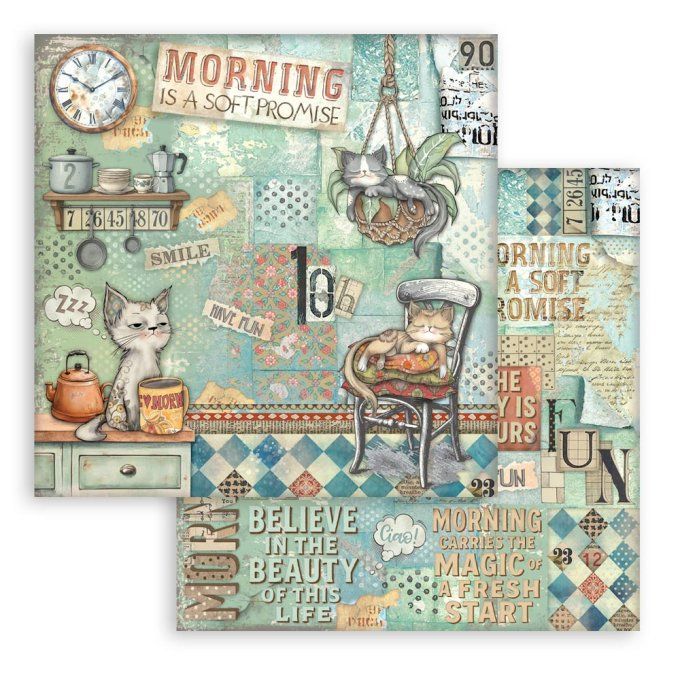 Papier scrapbooking, 30.5x30.5cm, Furry friends  - Stamperia - 10 feuilles