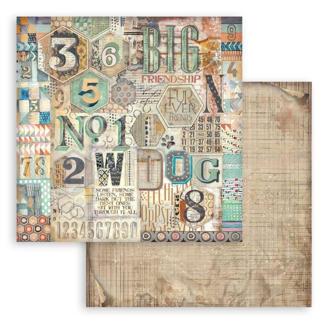 Papier scrapbooking, 30.5x30.5cm, Furry friends  - Stamperia - 10 feuilles - Background