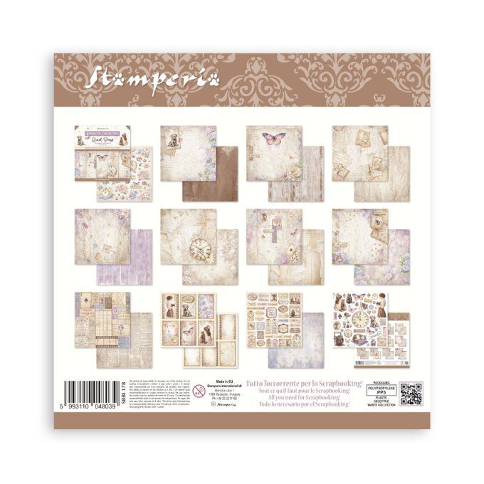 Papier scrapbooking, 30.5x30.5cm, Quiet days  - Stamperia - 10 feuilles 