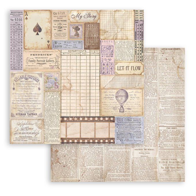 Papier scrapbooking, 30.5x30.5cm, Quiet days  - Stamperia - 10 feuilles 