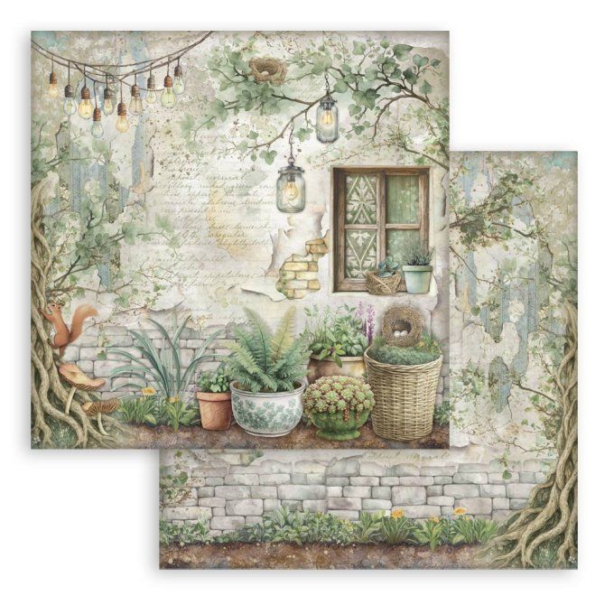 Papier scrapbooking, 30.5x30.5cm, Herbarium Silvae  - Stamperia - 10 feuilles 