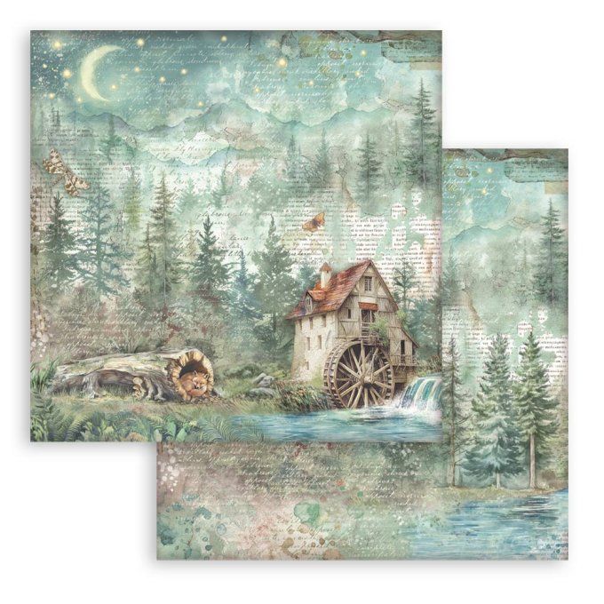 Papier scrapbooking, 30.5x30.5cm, Herbarium Silvae  - Stamperia - 10 feuilles 