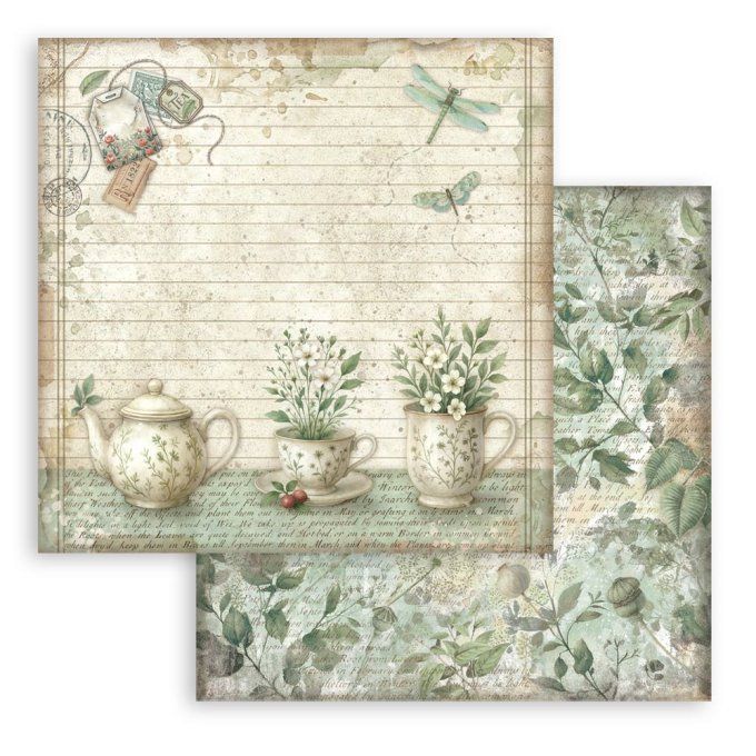 Papier scrapbooking, 30.5x30.5cm, Herbarium Silvae  - Stamperia - 10 feuilles 