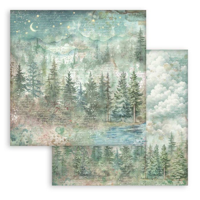 Papier scrapbooking, 30.5x30.5cm, Herbarium Silvae  - Stamperia - 10 feuilles  - background