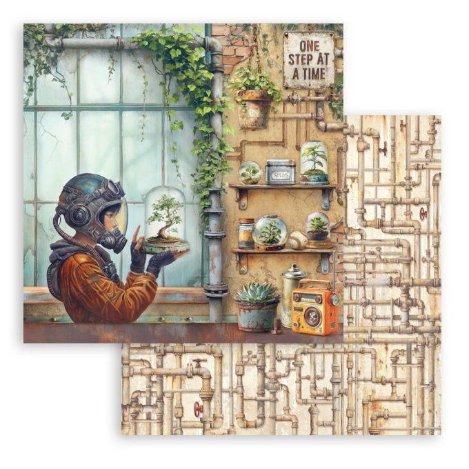 Papier scrapbooking, 30.5x30.5cm, A new beginning, Stamperia - 10 feuilles