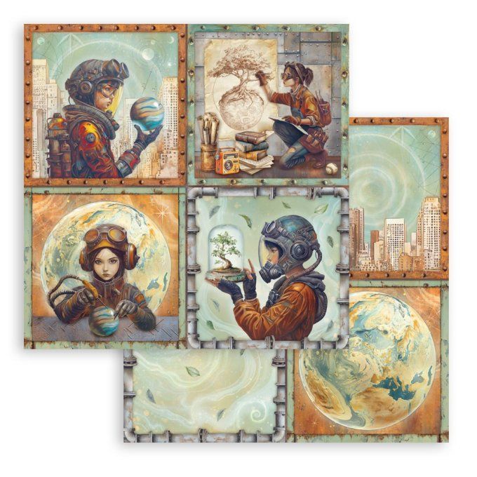 Papier scrapbooking, 30.5x30.5cm, A new beginning, Stamperia - 10 feuilles