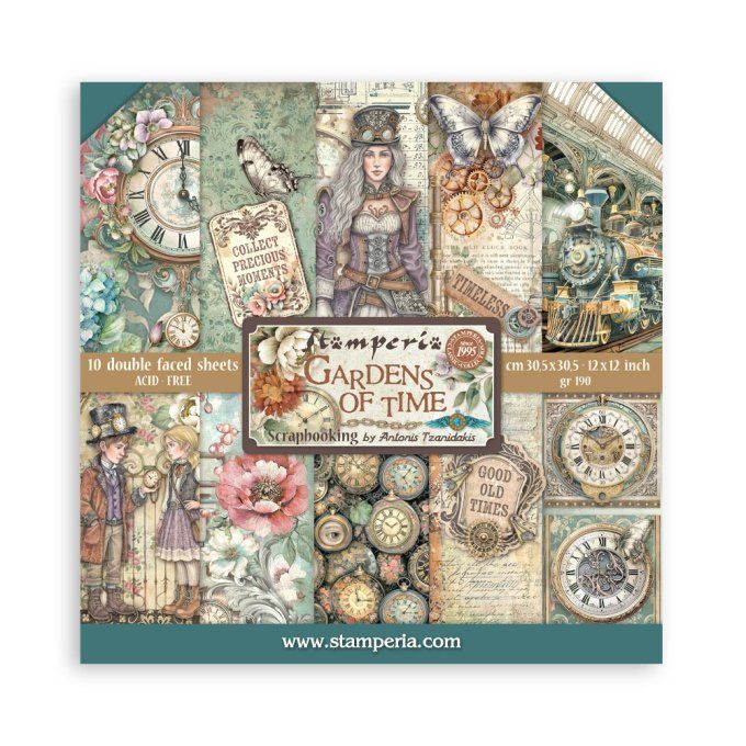 Papier scrapbooking, 30x30cm, Gardens of time  - Stamperia