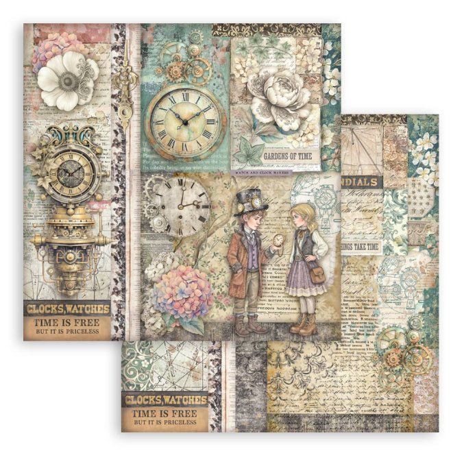 Papier scrapbooking, 30x30cm, Gardens of time  - Stamperia
