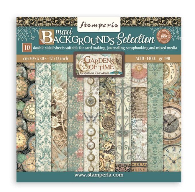 Papier scrapbooking, 30x30cm, Gardens of time  - Stamperia - backgrounds
