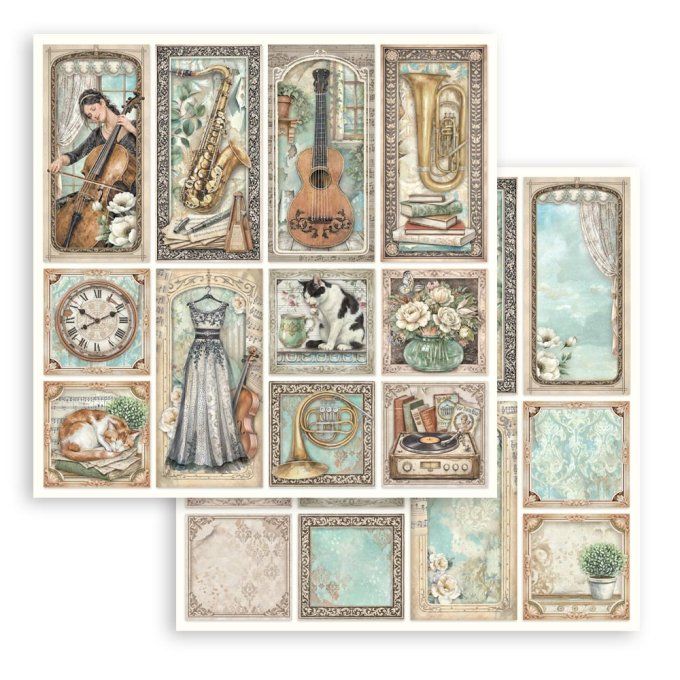 Papier scrapbooking, 30.5x30.5cm, Symphony, Stamperia - 10 feuilles