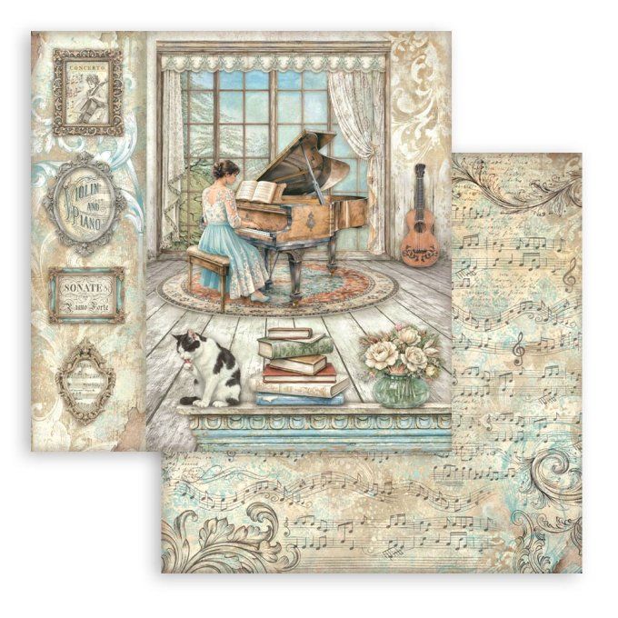 Papier scrapbooking, 30.5x30.5cm, Symphony, Stamperia - 10 feuilles