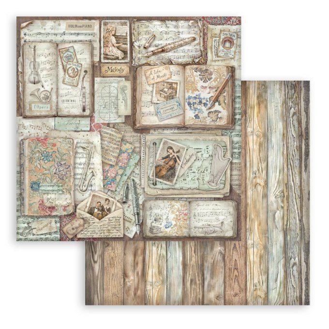 Papier scrapbooking, 30.5x30.5cm, Symphony, Stamperia - 10 feuilles