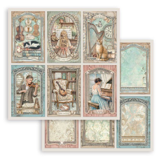 Papier scrapbooking, 30.5x30.5cm, Symphony, Stamperia - 10 feuilles