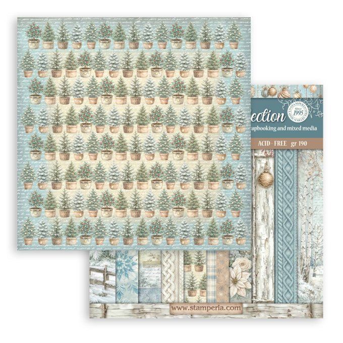 Papier scrapbooking, 30.5x30.5cm, White christmas  - Stamperia - 10 feuilles  - Backgrounds