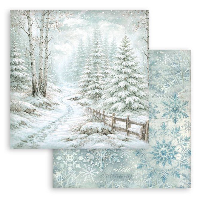 Papier scrapbooking, 30.5x30.5cm, White christmas  - Stamperia - 10 feuilles  - Backgrounds