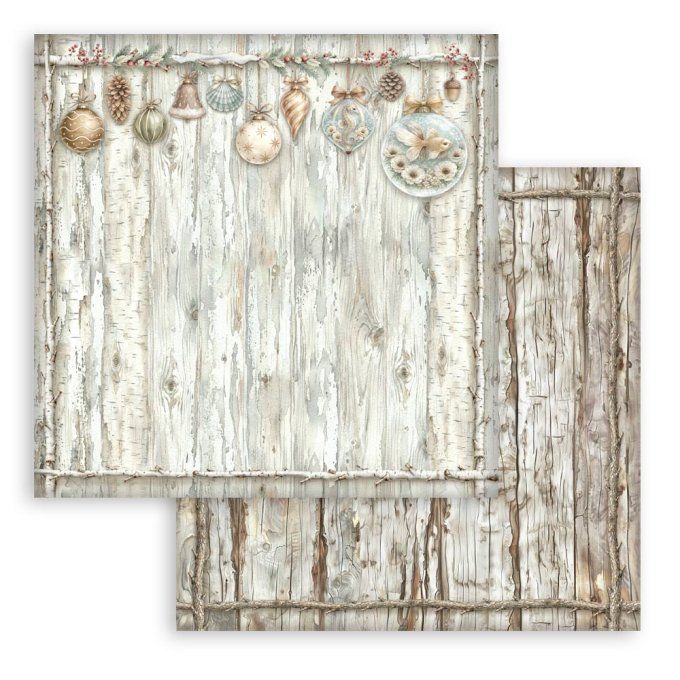 Papier scrapbooking, 30.5x30.5cm, White christmas  - Stamperia - 10 feuilles  - Backgrounds