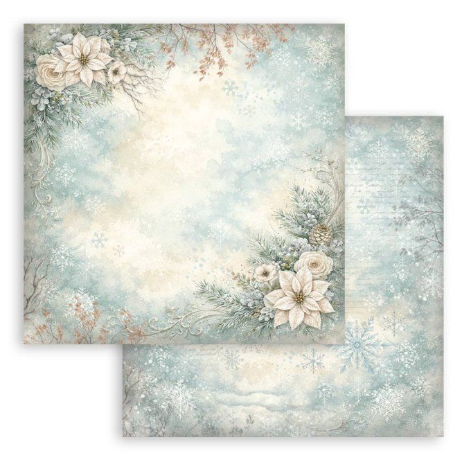 Papier scrapbooking, 30.5x30.5cm, White christmas  - Stamperia - 10 feuilles  - Backgrounds