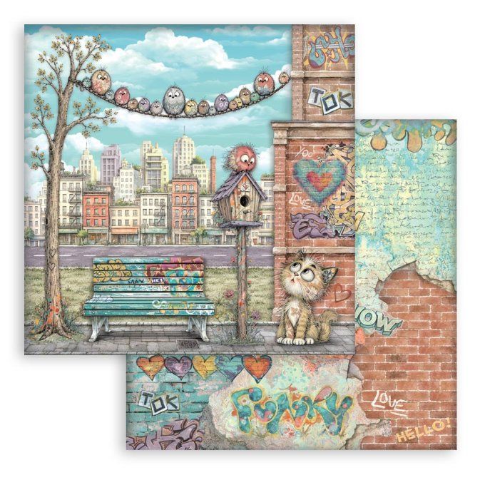 Papier scrapbooking, 30.5x30.5cm, Furry friends 2 - Stamperia - 10 feuilles