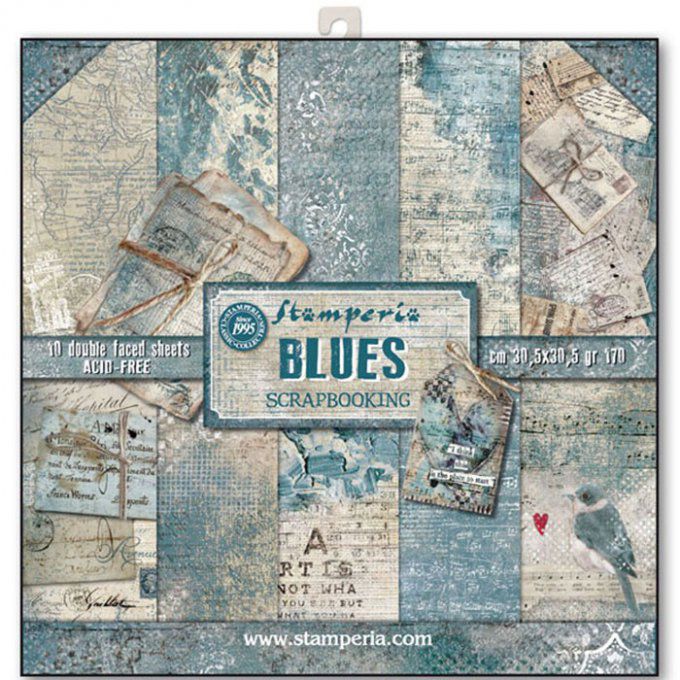 Papier scrapbooking, 30.5x30.5cm, Blues, Stamperia