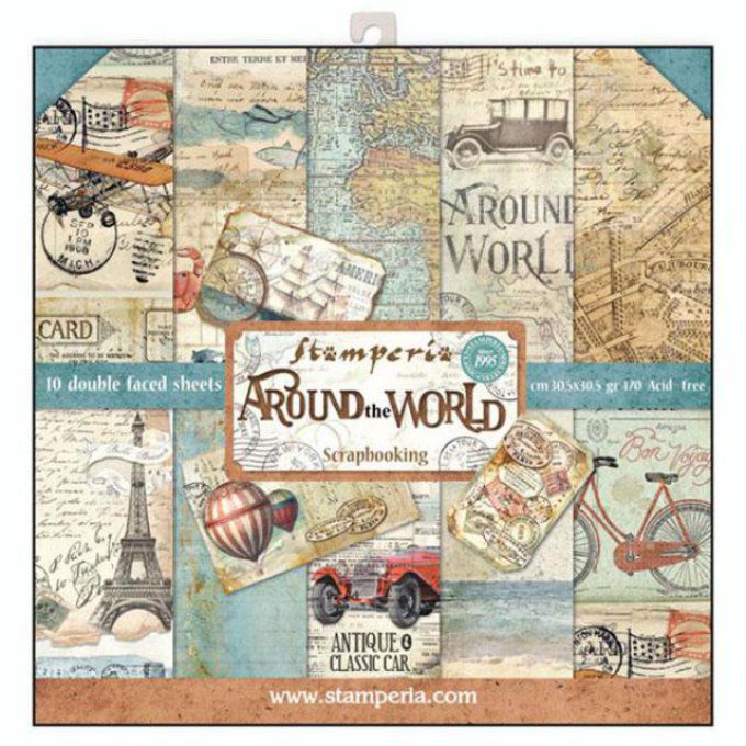 Papier scrapbooking, 20x20cm, Around the world  - Stamperia