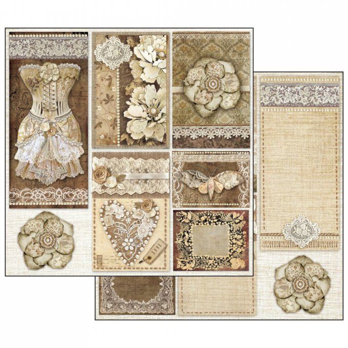 Papier scrapbooking, 30.5x30.5cm, Old Lace, Stamperia