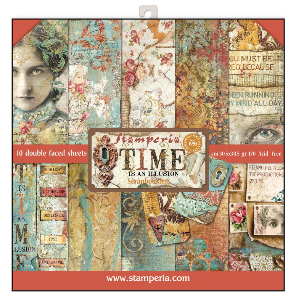 Papier scrapbooking, 30.5x30.5cm, Time is an illusion, Stamperia