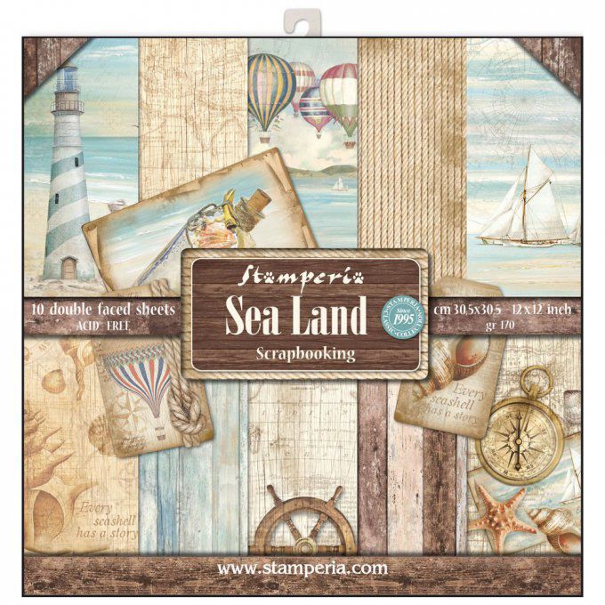 Papier scrapbooking, 30.5x30.5cm, Sea Land, Stamperia