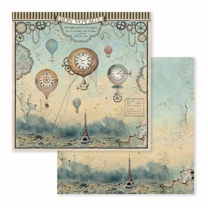 Papier scrapbooking, 30.5x30.5cm, Voyages Fantastiques