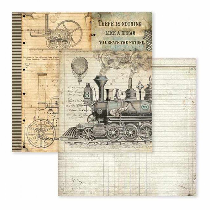 Papier scrapbooking, 30.5x30.5cm, Voyages Fantastiques